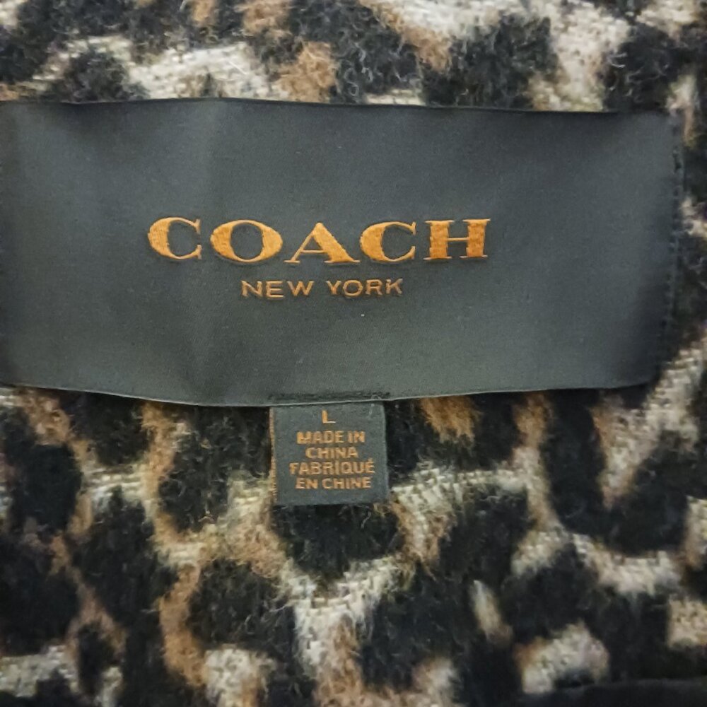 Coach Leopard Print Oversized Coat Size Large, Luxury, Wool Blend, Elevated - Picture 2 of 16